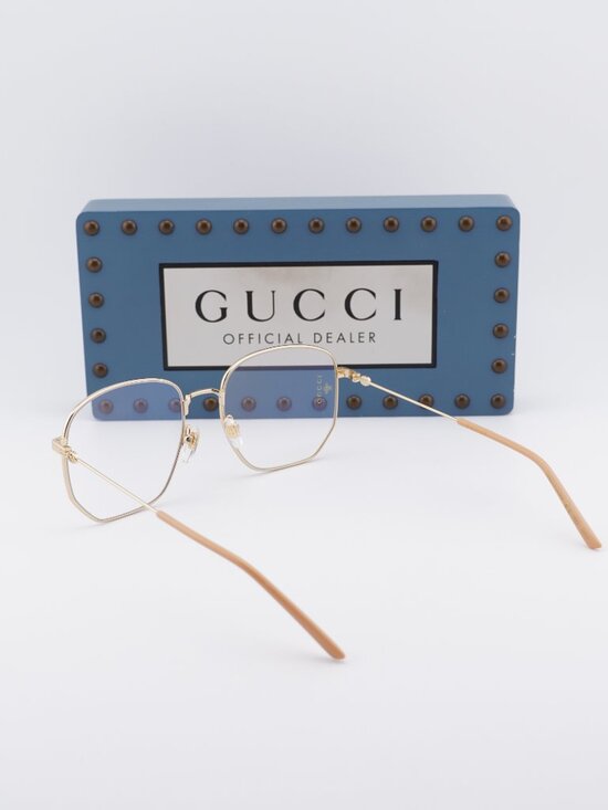 Gucci GG0396S 001 Square Sunglasses - Gold / Transparent main image 6